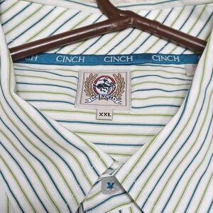 Cinch Western Shirt Mens XXL Green Blue Plaid Long Sleeve Button Up Cowboy 2XL